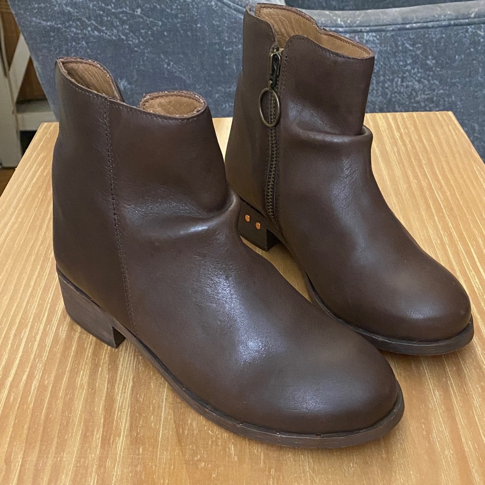Beek Chocolate Leather Ankle Booties